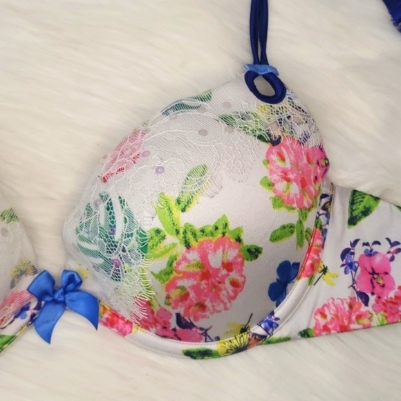 2012 Victoria's Secret Sexy Little Things Satin Floral Fairy Cottagecore Bra 34C - Picture 9 of 16